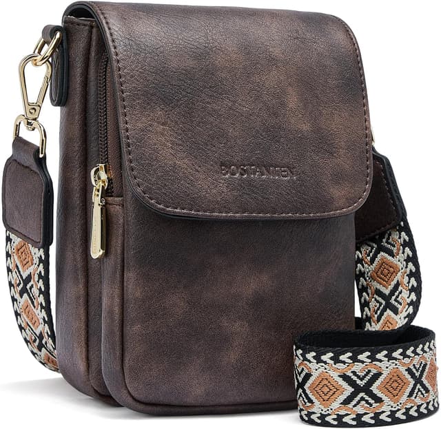 Detalle de BOSTANTEN kleine Umhängetasche für Damen mit Kartenfächern – Handytasche zum Umhängen