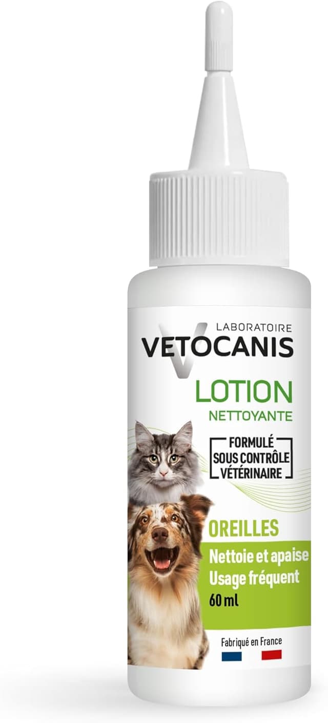 Detalle de Vetocanis Ohrenreiniger für Hund und Katze – Feuchttücher zur Fell- und Ohrenpflege (100 Tücher, 60 ml)