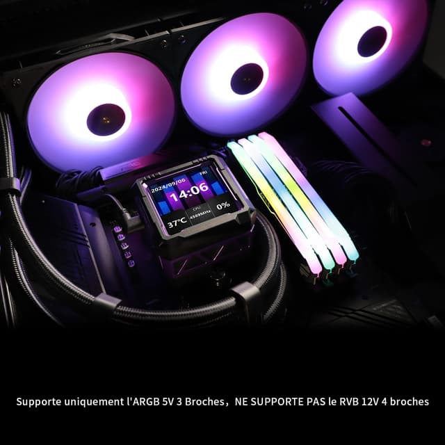 Detalle de TR FW PRO 360 ARGB Nero con LCD IPS 320x320 e raffreddamento ad acqua AIO per AM5 e Intel 1700/1851