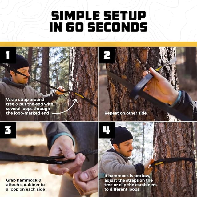 Detalle 2 de Wise Owl Outfitters Camping Hammock (500lbs capacity) with 9ft Tree Straps – Portable Single or Double Travel Hammock