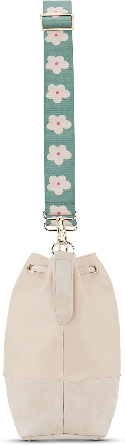 Detalle de Expatrié Jeanne Fiori tracolla per borsa crema con cintura intercambiabile regolabile