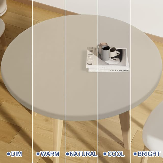 Thumbnail 6 de Moosfor Round Spandex Tablecloth (Taupe) — Elastic Fitted Waterproof Cover for 45"–56" Tables