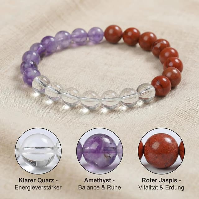 Detalle de Bivei Armband Stärkendes Kristall-Heilungsarmband 8 mm – Dehnbares Perlenarmband für Damen & Herren