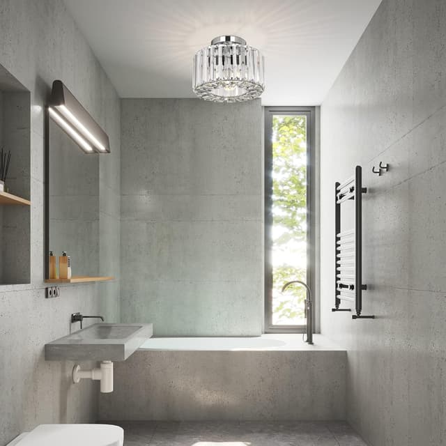 Thumbnail 6 de Easric Crystal Ceiling Light Flush Mount with Chrome Finish (LED-compatible, bulb not included)