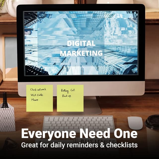 Detalle de Gelbe Haftnotizen im 12er-Set, 76 x 76 mm Classics – selbstklebende Sticky Notes (80 Blätter je Pad)