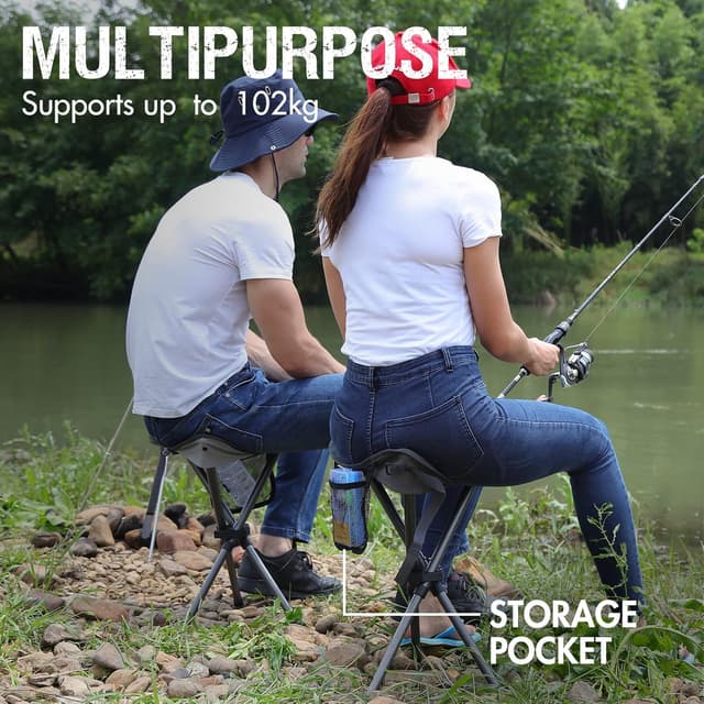 Detalle de EVER ADVANCED Klapphocker faltbar (Dreibein) – ultraleicht für Camping, Angeln & Wandern, 53,3 cm hoch