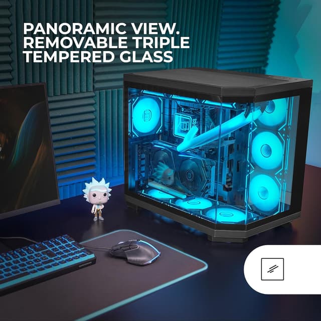 Detalle 2 de Mars Gaming MC-3TCORE (ATX custom) con triplo vetro temperato rimovibile e supporto liquido fino a 360 mm