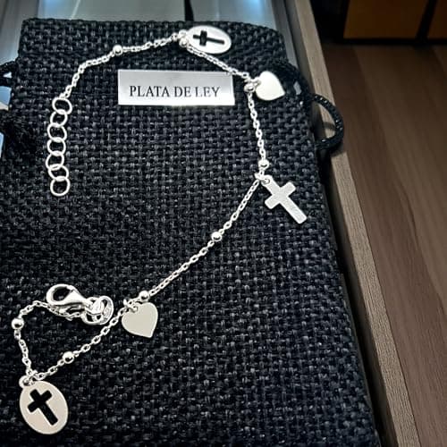 Detalle de WORLD GOBLINS Pulsera Religiosa de Plata 925, hecha a mano (ajustable)