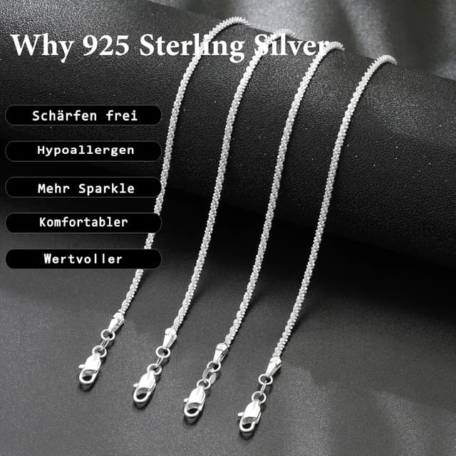 Detalle de Sloong Silber Raupenkette 925, 0,8 mm