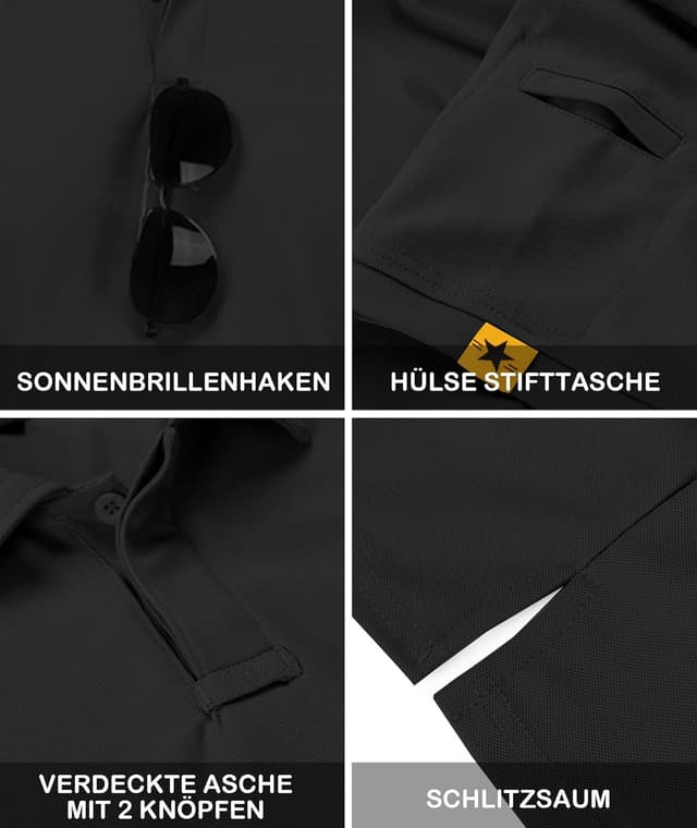 Detalle de JACKETOWN Herren-Poloshirt Kurzarm: atmungsaktiv, schnell trocknend, elastisch (Regular Fit)
