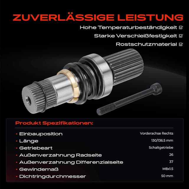 Detalle de Frankberg Steckwelle / Antriebswelle vorne rechts kompatibel (02Z409345A u. a.) für M.u.l.t.i.v.a.n & Transporter