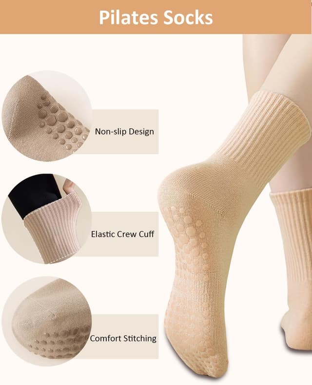 Detalle de Yikki 4 Pairs Pilates Grip Socks One Size