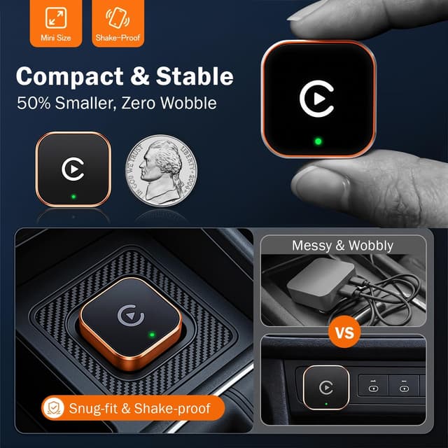 Detalle de Wireless CarPlay Adapter 2026 Upgraded – Mini plug-and-play dongle for turning wired CarPlay wireless