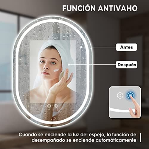 Thumbnail 3 de Dripex Espejo de Baño LED Antivaho Dimmable y Memoria 🪞