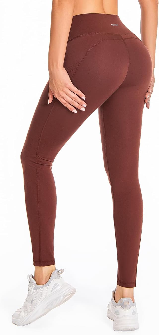 Detalle de GymCope women’s high-waisted yoga leggings with tummy control and pockets