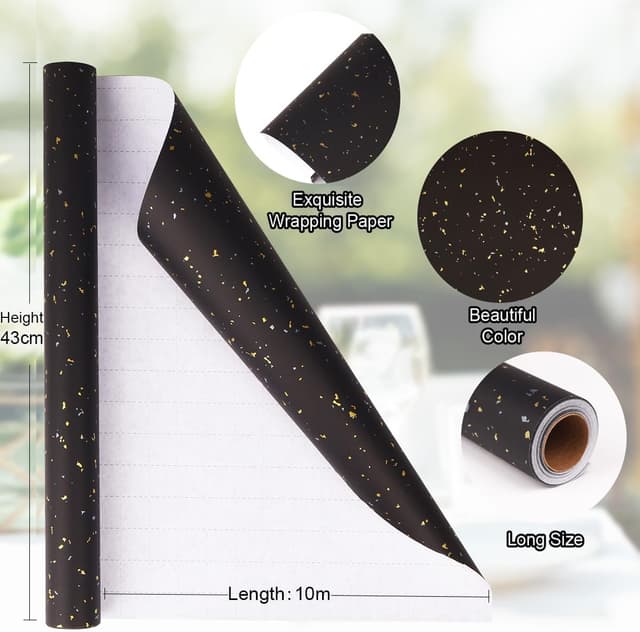 Detalle de HBell black wrapping paper roll 43cm
