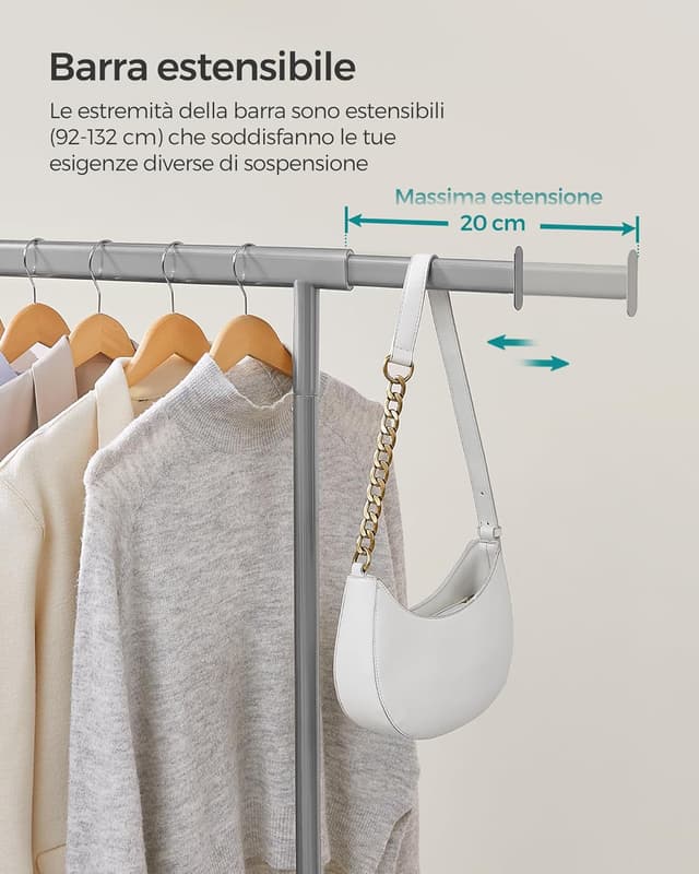 Detalle de SONGMICS Stand appendiabiti con ruote 100 kg