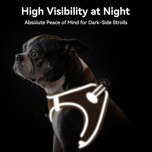 Detalle de Joytale Step in Dog Harness (Soft Mesh Reflective Vest) for Extra Small and Small Dogs, S, Brown