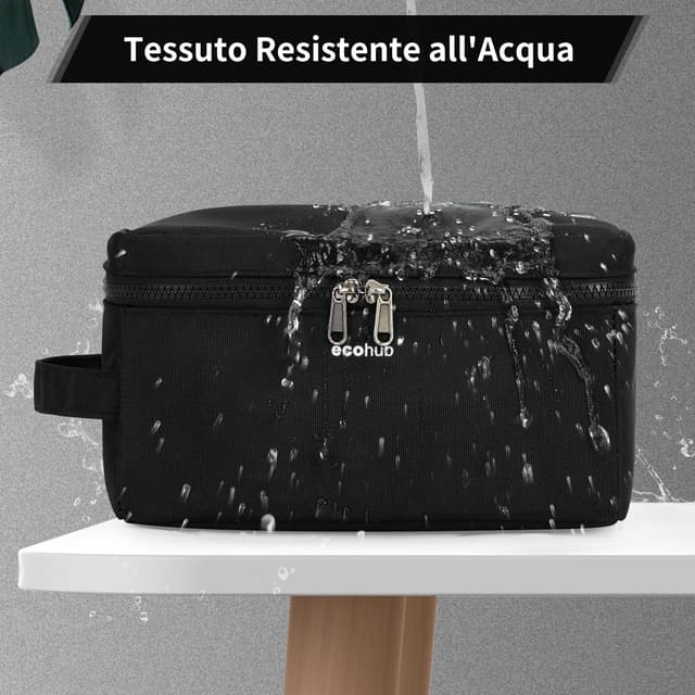 Thumbnail 6 de ECOHUB Borsa da toilette da viaggio con separazione asciutto/bagnato (brevetto pendente) ECOHUB, nero