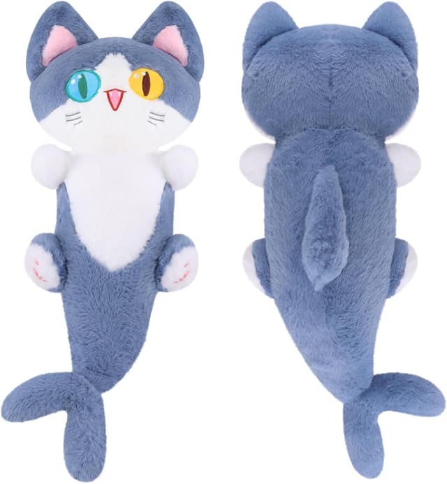 Detalle de Fortuning’s JDS 33.4 inch long shark cat plush pillow (blue)