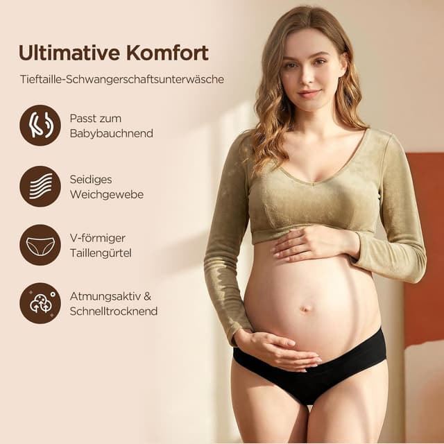 Detalle 2 de Briyat pantaloni premaman e mutande gravidanza/post parto in cotone, vita bassa (6 pezzi)