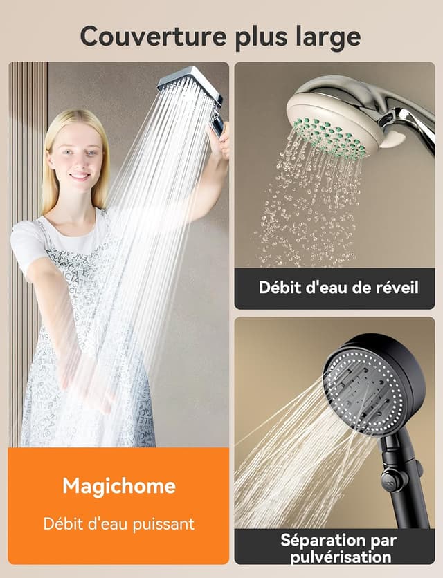 Detalle 2 de Magichome Pommeau de douche 6 modes