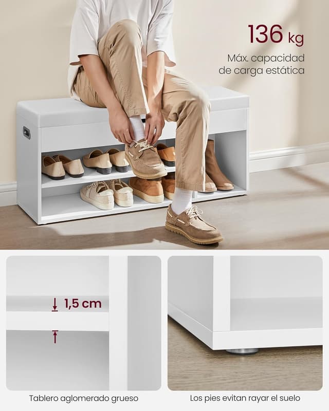 Thumbnail 3 de VASAGLE Banco Zapatero 30x100 cm