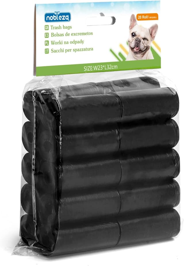 Detalle de Nobleza – Sac à crottes pour chien en sachets noirs (300 sachets, 20 rouleaux)