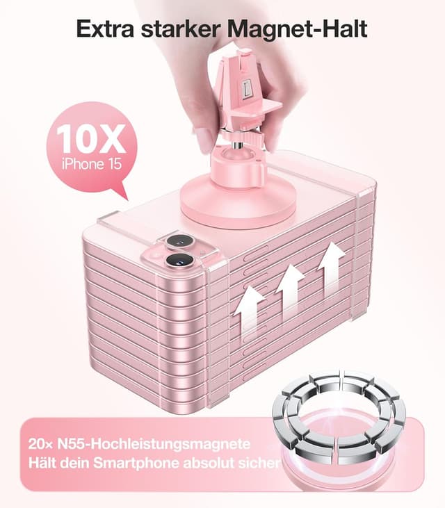Detalle 2 de VICSEED Magnet-Handyhalterung fürs Auto mit 20 xN55 Magnet und 360° Schwenkkopf (für Magsafe & Smartphones)