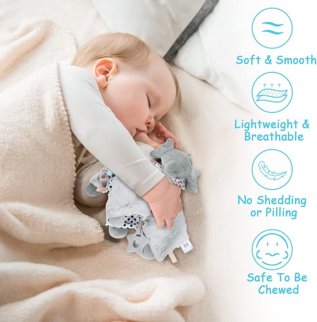 Detalle de Vicloon Schmusetuch Elefant Kuscheltuch 26 x 26 cm
