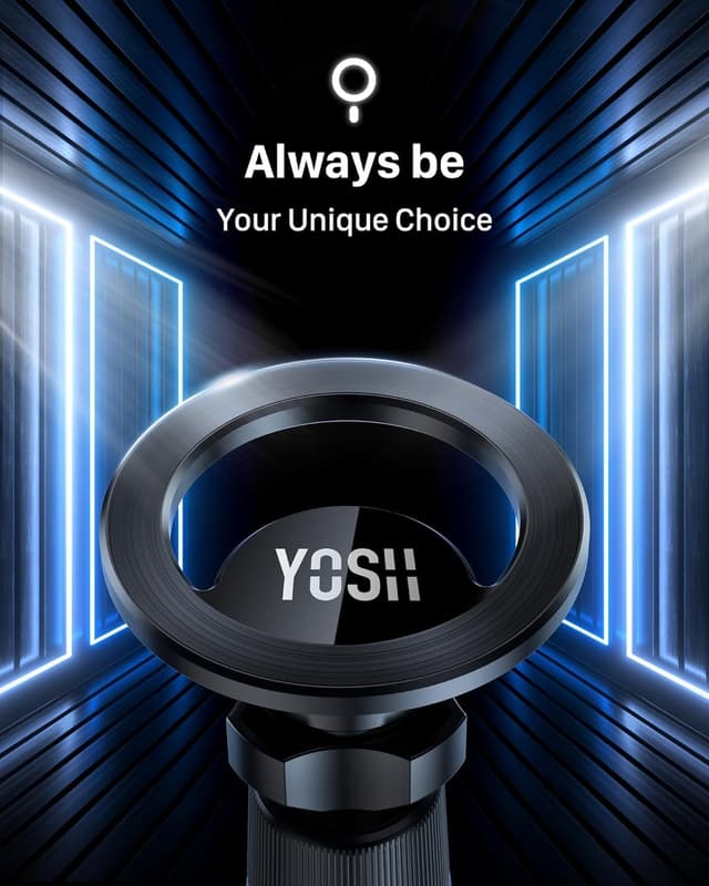 Detalle de YOSH MagSafe Car Mount — air vent magnetic phone holder with dual-hook stability and 20× N55 magnets