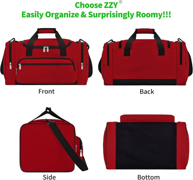 Detalle 1 de ZZY Sporttasche 40L Reisetasche Fitness-Tasche mit Schultergurt (rot) für Damen & Herren