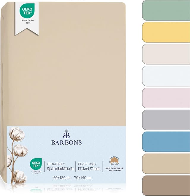 Thumbnail 6 de Spannbettlaken für Baby- und Kinderbett aus 100% Jersey-Baumwolle (OEKO‑TEX Standard 100) – hellblau, 60x120/70x140 cm