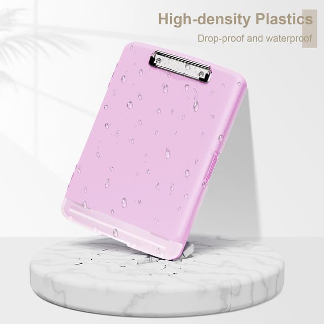 Detalle de Piasoenc Klemmbrett mit Lagerung und Stifthalter (A4/Legal) – Low-Profile Clip, Side-Opening, Tiefes Rosa