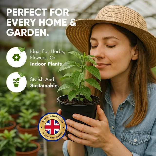 Thumbnail 6 de 20 Pack Plastic Plant Pots (Mixed Sizes) – BPA Free, Recyclable Nursery Pots with Drainage Holes (Made in the UK) – Black