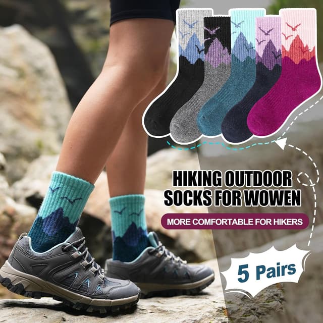 Thumbnail 3 de EBMORE Merino Wool Hiking Socks 5 pairs