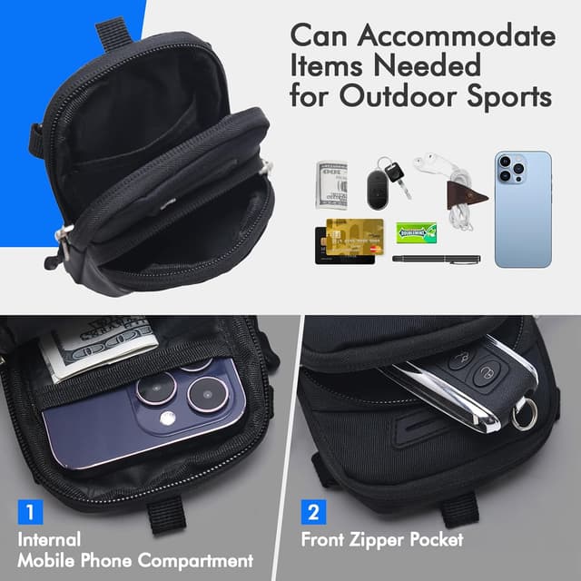 Detalle de BAGZY Pochette téléphone portable 7 pouces avec brassard sport et bandoulière (Bleu clair)