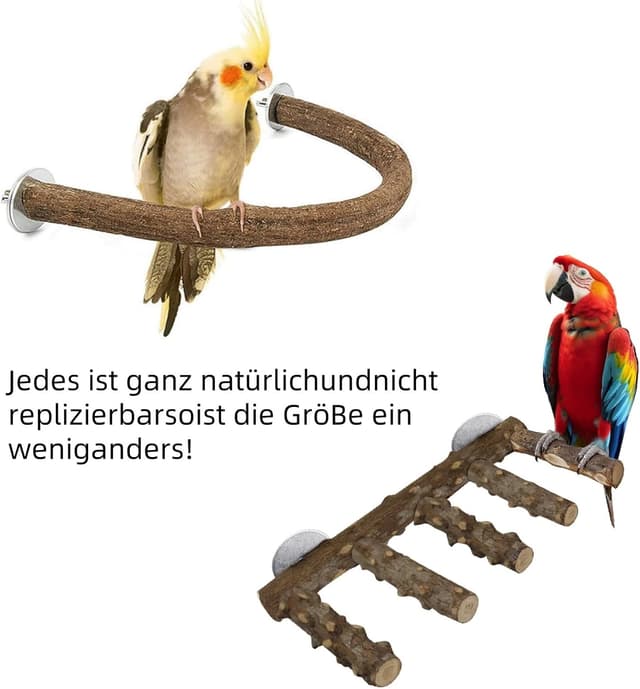 Thumbnail 6 de Vogelständer 3 Stück Naturholz Sitzstangen Set für Vögel 🐦