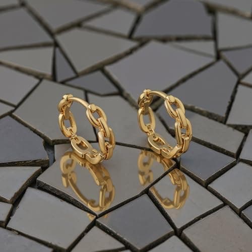 Detalle de Sofia Milani E3051: pendientes creole de plata de ley 925 con chapado en oro