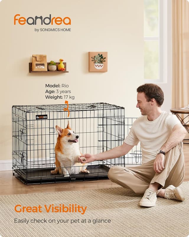 Detalle 2 de Feandrea PPD36H gabbia per cani L 92,5×57,5×64 cm