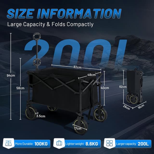 Thumbnail 3 de TIMBER RIDGE Festival Trolley 200L camping cart 🛒