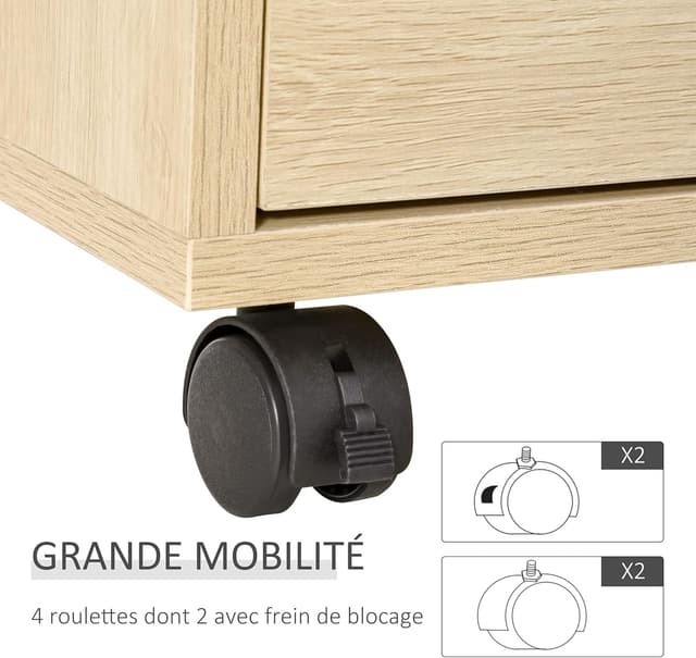Thumbnail 4 de HOMCOM caisson bureau sur roulettes 4 tiroirs