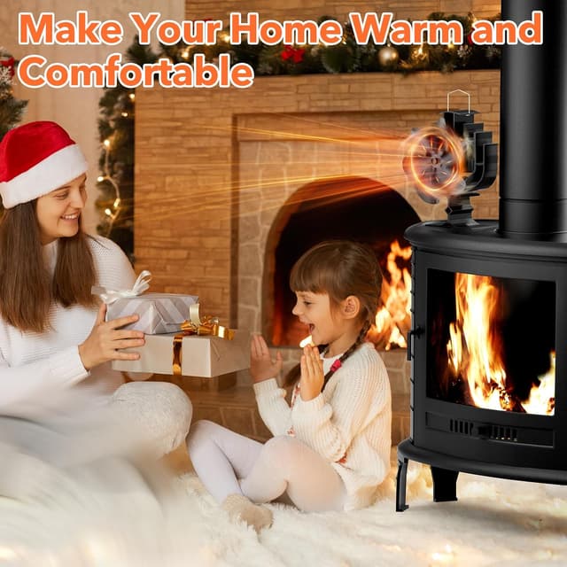 Thumbnail 3 de Gisam ventilateur de poêle 6 pales 60° noir