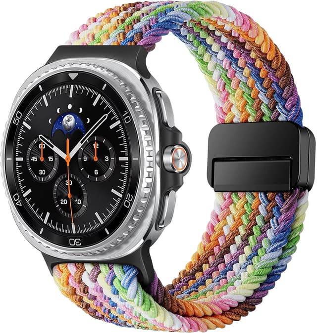 Detalle de HITZEE Nylon Braided Straps for Samsung Galaxy Watch8 (40/44mm) & Watch8 Classic 46mm – Pride Edition with Magnetic Clasp