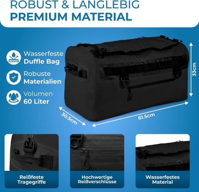 Detalle de STYNGARD Modell Hamburg 60 l – wasserdichte Reisetasche mit Rucksackfunktion (3in1)