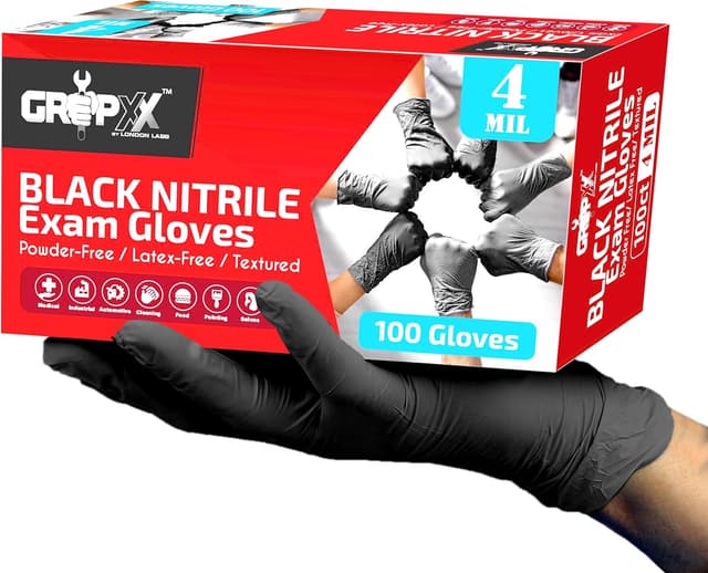 Imagen de London Labs Black Nitrile Gloves 4 Mil XS–XXL en OfertitasTOP