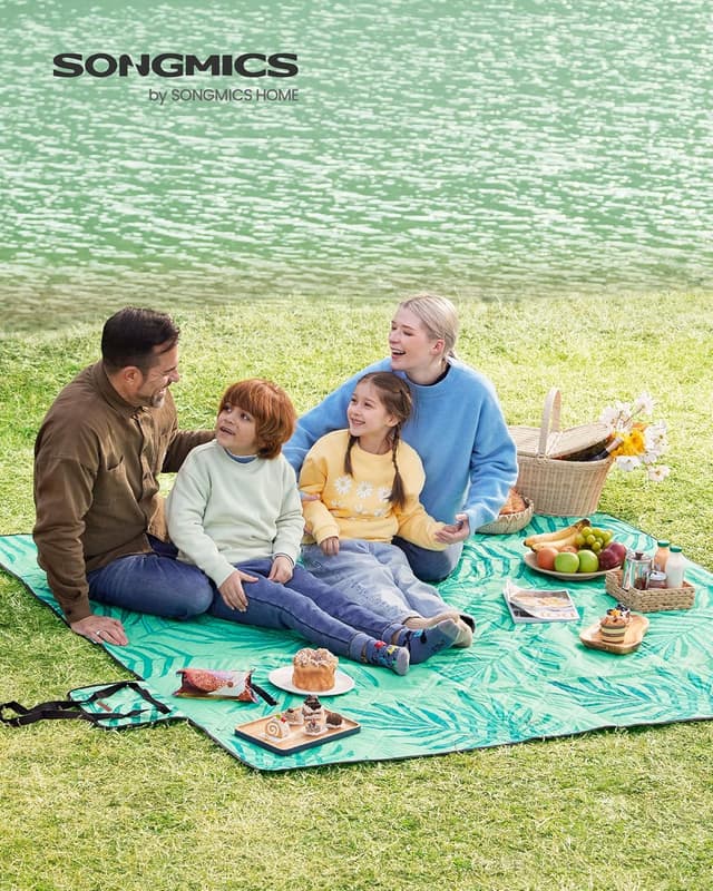 Thumbnail 1 de SONGMICS Coperta Picnic 200 x 200 cm pieghevole impermeabile a 4 strati con fondo in alluminio GCM001C02