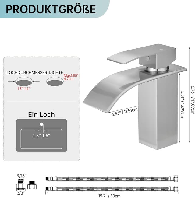 Thumbnail 4 de Fransiton Wasserhahn Bad Wasserfall 60 mm