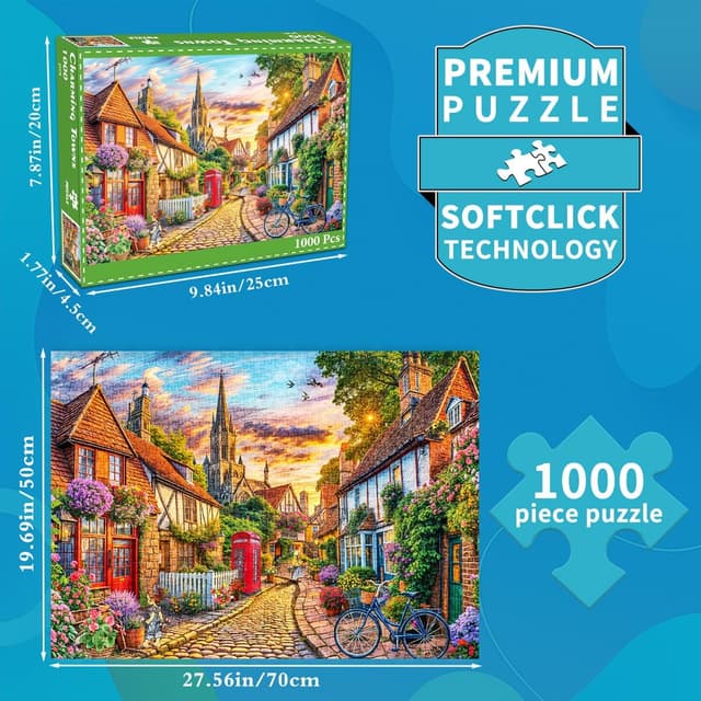 Thumbnail 4 de 1000 Piece Charming Towns Jigsaw Puzzle