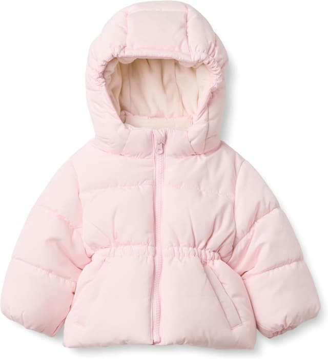 Detalle de Amazon Essentials Girl’s Water-Resistant Hooded Puffer Jacket (with velour lining and removable hood)